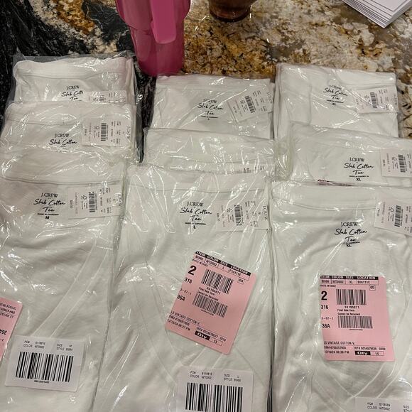 NWT J. Crew White Long-Sleeve Vintage Slub Cotton V-Neck Tee - SIZE XL - Picture 9 of 9
